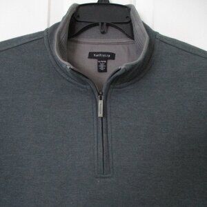 Van Heusen Mens L/S Mushroom Green Cotton 1/4 Zip Sweater - Size XL